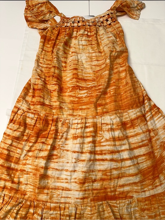 Dresses & Skirts - Boho Prairie SundressRust Tie Dye Linen Look Midi Dress Cottagecore  Cowgirl